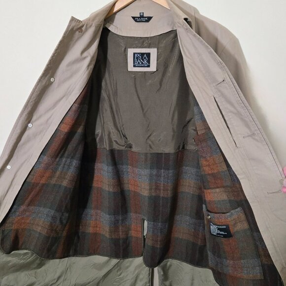 Jos. A. Bank 40R Weather-Resistant Trench Coat with Removable Lining - Picture 3 of 5